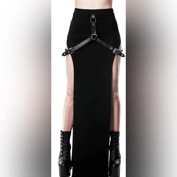 KILLSTAR DIVISION BUCKLED MAXI SKIRT SZ XL EUC - Picture 1 of 6